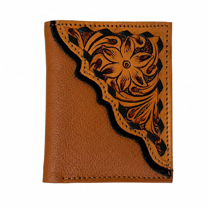 Challenger Western Floral Tooled Leather Bi-Fold Wallet Prairie Ridge Floral 18RSW505B