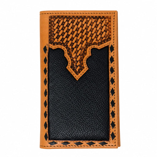 Challenger Western Black Pebbled Leather Basket Weave Rodeo Wallet Black Canyon Weave 18RSW508R