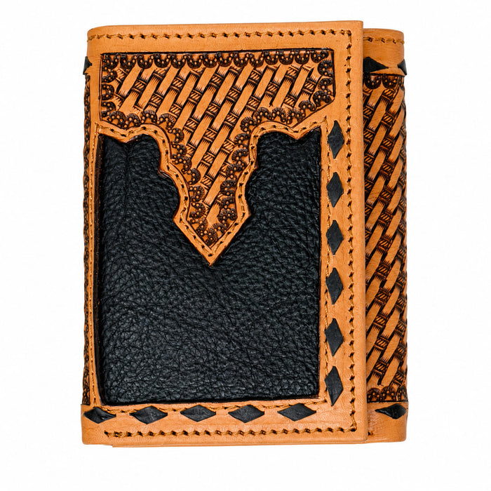 Men's Western Tooled Leather Tri-Fold Wallet 18RSW-TrifoldTooled