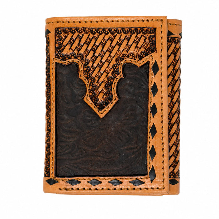 Men's Western Tooled Leather Tri-Fold Wallet 18RSW-TrifoldTooled
