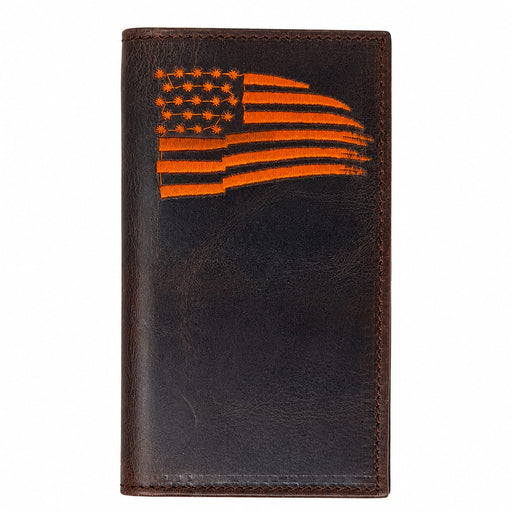 Challenger Western Distressed Brown Leather Embroidered Flag Rodeo Wallet Liberty Trail 18RSW515R