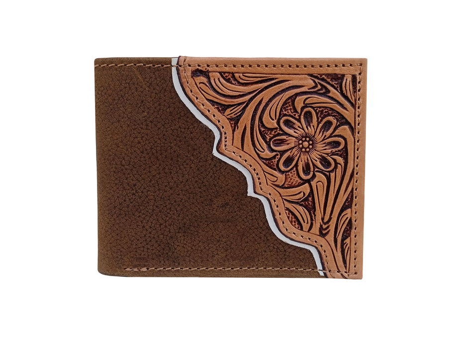 Challenger High Plains Bloom Genuine Leather Bi-Fold Wallet Floral Tooled Western Wallet 18RSW524B