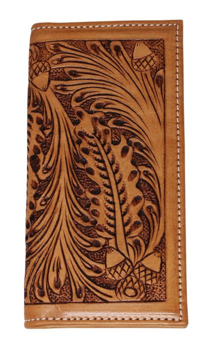 Men's Western Basket Weave Tooled Leather Beaded Rodeo Wallet 18RSW-Rodeo