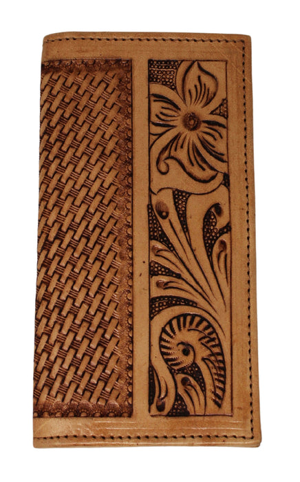 Men's Western Basket Weave Tooled Leather Beaded Rodeo Wallet 18RSW-Rodeo