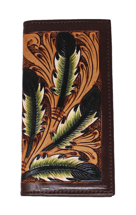 Men's Western Basket Weave Tooled Leather Beaded Rodeo Wallet 18RSW-Rodeo