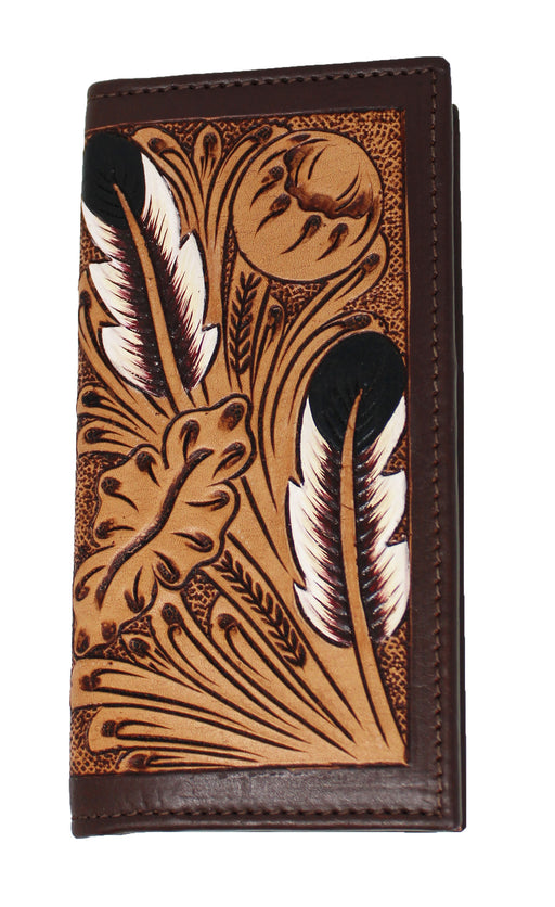 Men's Western Basket Weave Tooled Leather Beaded Rodeo Wallet 18RSW-Rodeo