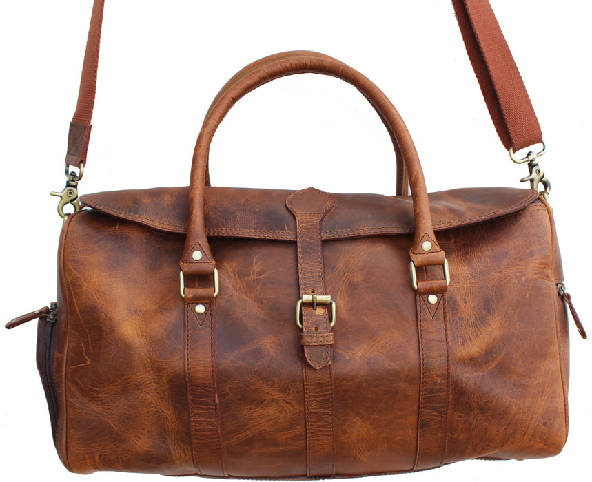 100% Full Grain Vintage Distressed Leather Sports Bag Travel Weekender Bag Duffle 18RT03S