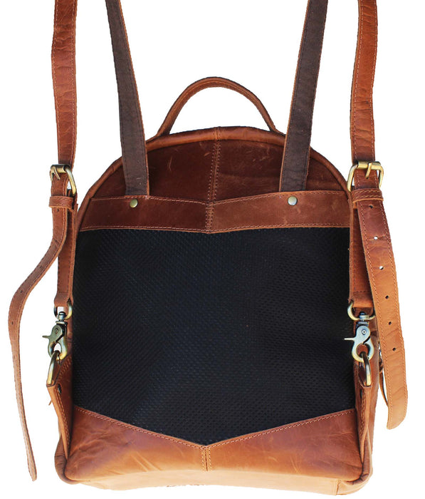 Western Handcrafted Cowhide Woven Full-Grain Leather  Backpack 18RTB04