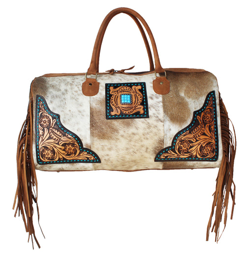 Western Handwoven Cowhide Leather Travel Weekender Carry-On Duffle Bag 18RTD04