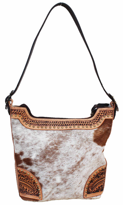 Women's Western Floral Tooled Leather Cowhide Shoulder Purse