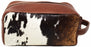Men's Western Brown Pebbled Leather Hairon Travel Toiletry Dopp Kit Bag 18RTT02