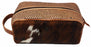 Men's Western Basket Weave Tooled Leather Hairon Toiletry Dopp Kit Bag 18RTT03