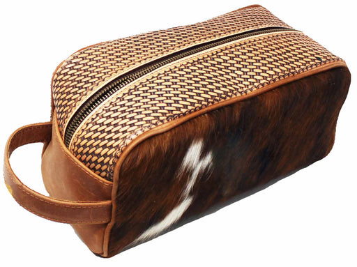 LSK55 - Chocolate Ostrich Print Shaving Bag - Double J Saddlery