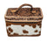 Women's Western Antique Floral Basket Cowhide Tooled Leather Cosmetic Travel Train Bag 18Train