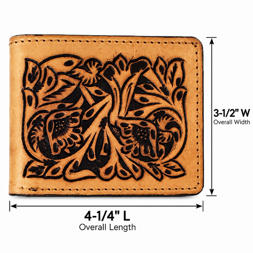 Men's Western Antique Floral Tooled Leather Bi-Fold Wallet 18RTW103B