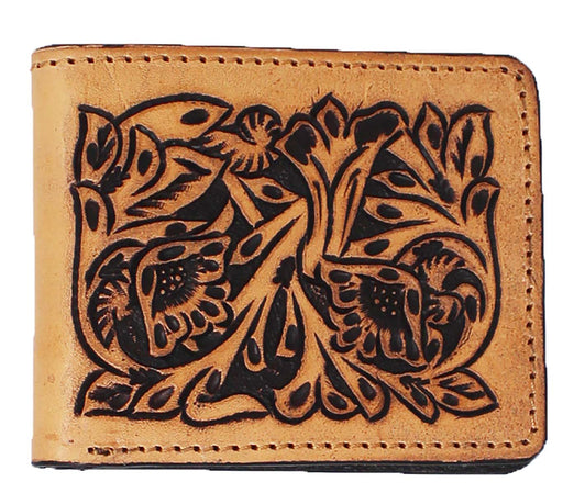 Men's Western Antique Floral Tooled Leather Bi-Fold Wallet 18RTW103B