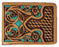 Men's Western Floral Filigree Turquoise Inlay Leather Bi-Fold Wallet 18RTW105B