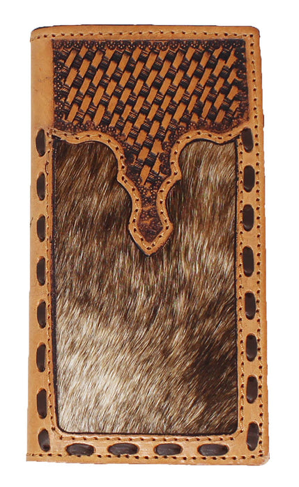 Men's Western Cowhide Basket Weave Tooled Leather Rodeo Wallet 18RTW111R