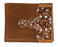 Men's Western Floral Filigree White Inlay Leather Bi-Fold Wallet 18RTW112B
