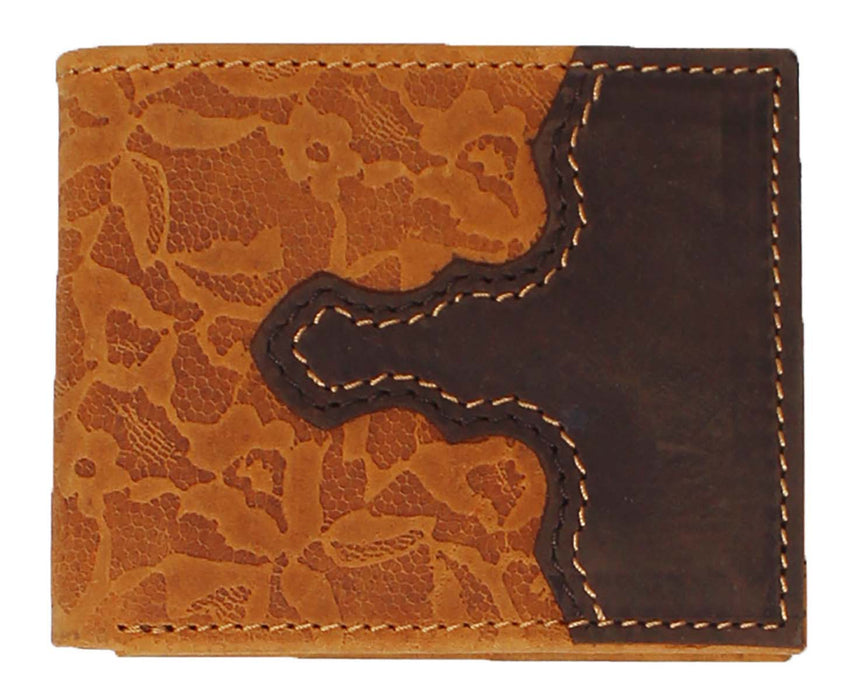 Men's Western Boot Stitch Distressed Brown Leather Bi-Fold Wallet 18RTW118B