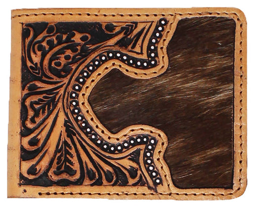 Men's Western Cowhide Antique Floral Tooled Leather Bi-Fold Wallet 18RTW122B
