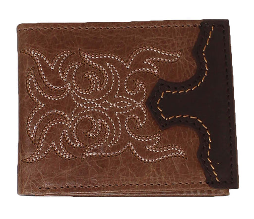 Men's Western Boot Stitch Distressed Brown Leather Bi-Fold Wallet 18RTW124B 18RTW124B