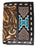Men's Western Antique Floral Tooled Beaded Leather Tri-Fold Wallet 18RTWTrifold