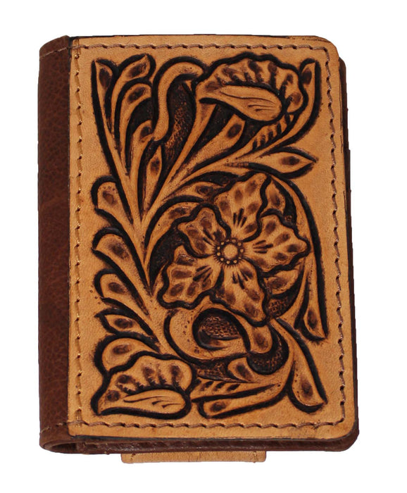 Men's Western Antique Floral Tooled Slim Money Clip Minimalist Wallet 18Antique Floral MoneyClip