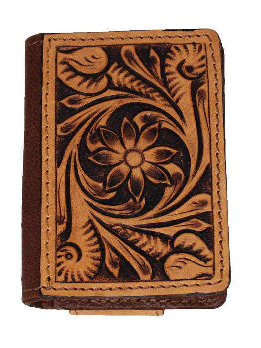 Men's Western Antique Floral Tooled Slim Money Clip Minimalist Wallet 18Antique Floral MoneyClip