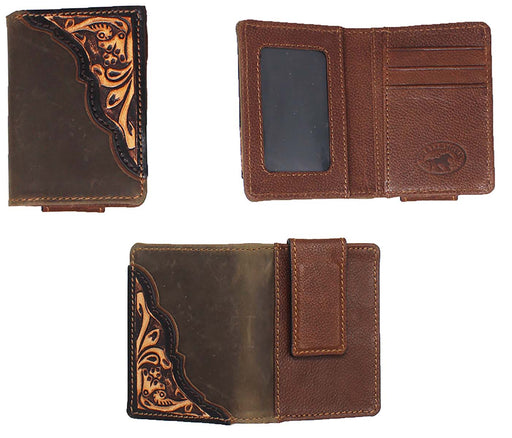 Men's Western Antique Floral Tooled Slim Money Clip Minimalist Wallet 18Antique Floral MoneyClip