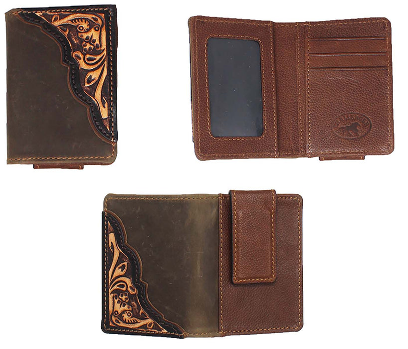 Men's Western Antique Floral Tooled Slim Money Clip Minimalist Wallet 18Antique Floral MoneyClip