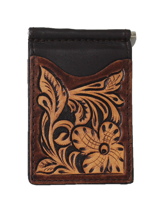 Men's Western Antique Floral Tooled Slim Money Clip Minimalist Wallet 18Antique Floral MoneyClip