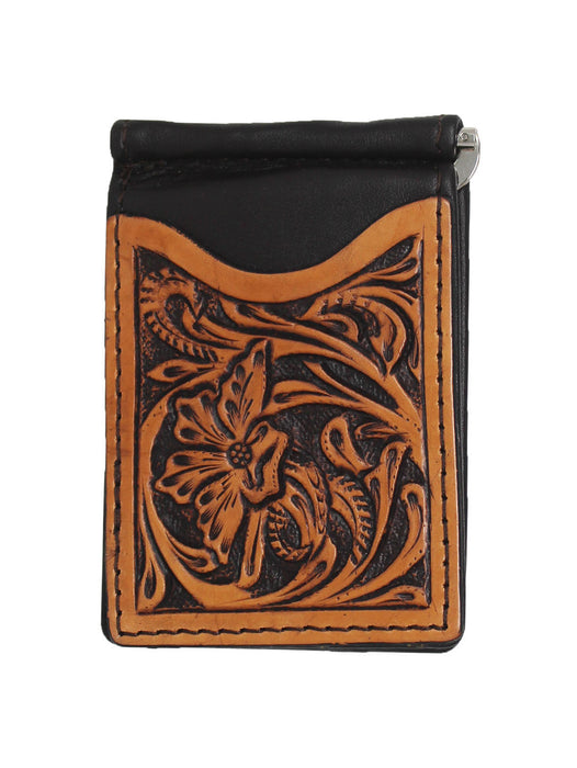 Men's Western Antique Floral Tooled Slim Money Clip Minimalist Wallet 18Antique Floral MoneyClip