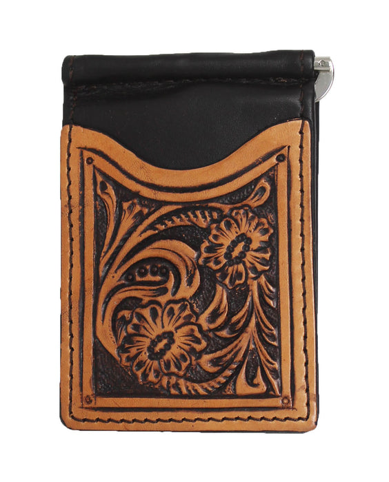 Men's Western Antique Floral Tooled Slim Money Clip Minimalist Wallet 18Antique Floral MoneyClip