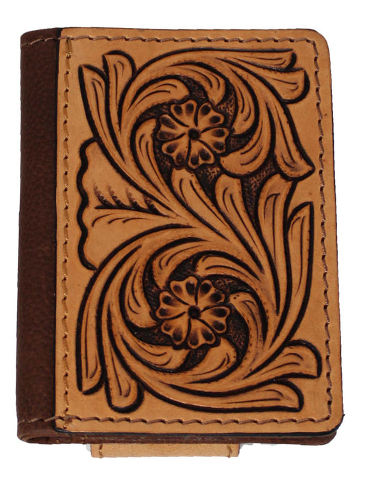 Men's Western Antique Floral Tooled Slim Money Clip Minimalist Wallet 18Antique Floral MoneyClip