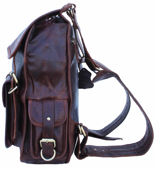 Handcrafted Full-Grain Distressed Genuine Leather Vintage Weekender Carry-On Travel  Backpack Work Bookbag 18SK03