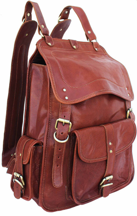 Handcrafted Full-Grain Distressed Genuine Leather Vintage Weekender Carry-On Travel  Backpack Work Bookbag 18SK03