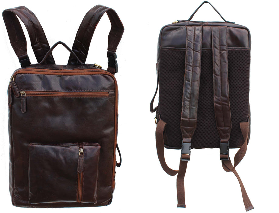 Handcrafted Full-Grain Crushed Tan Leather Travel Utility Bag 18SKB06LB