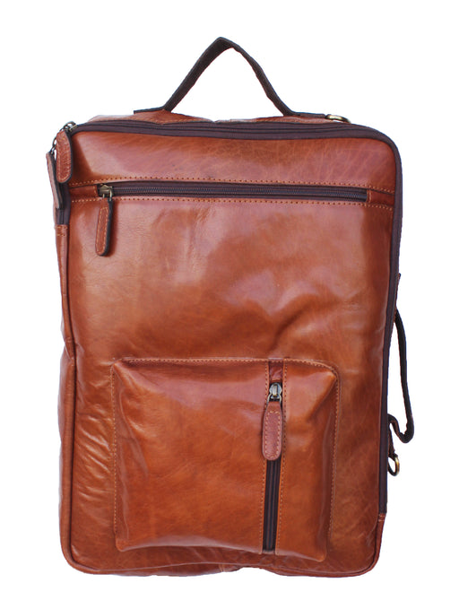 Handcrafted Full-Grain Crushed Tan Leather Travel Utility Bag 18SKB06LB
