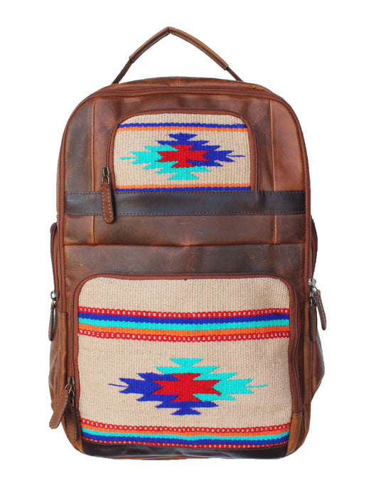 Western Distressed Leather Handwoven Saddle Blanket Shoulder Travel Utility Bag For Women 18SKBSaddleBlanket