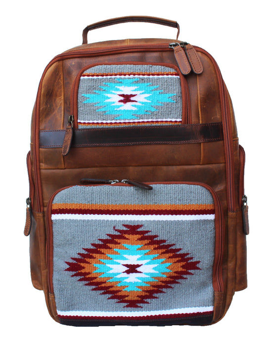 Western Distressed Leather Handwoven Saddle Blanket Shoulder Travel Utility Bag For Women 18SKBSaddleBlanket