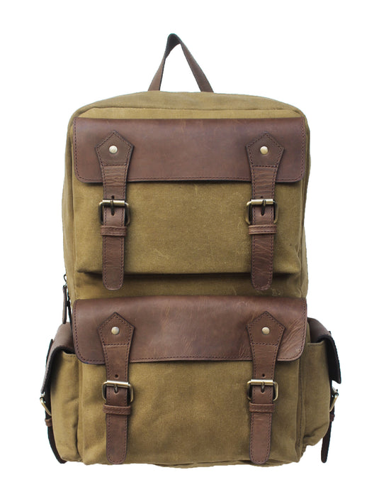 Handcrafted Tan Canvas Full-Grain Distressed Leather Weekender Carry-On Travel Outdoors Camping Hiking Utility Bag 18SKB26TN