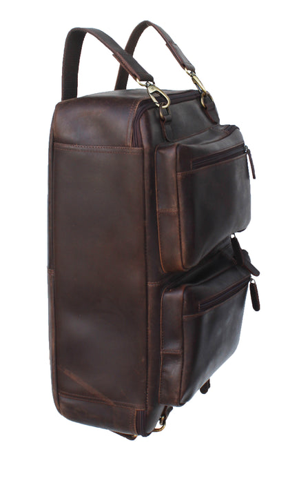 Handcrafted Full-Grain Crushed Brown Leather Travel Utility Bag  for Men Women 18SKB43