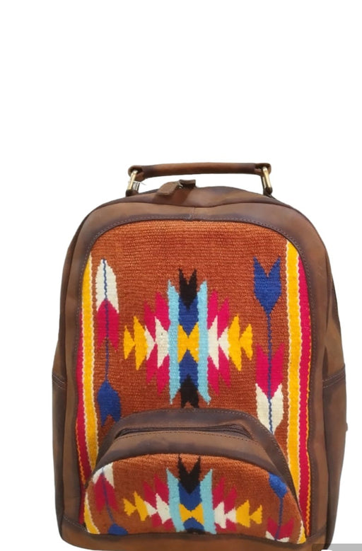 Men Women Western Handwoven Saddle Blanket Rug Distressed Leather Weekender Carry-On Travel Utility Bag