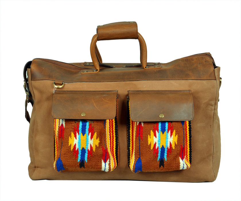 Western Canvas Leather Woven Carry-On Travel Weekender Duffle Gym Bag 18SKD Canvas
