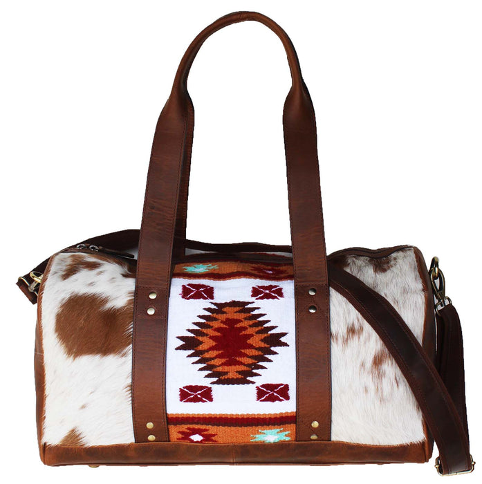 Western Cowhide Leather Woven Travel Weekender Carry-On Duffle Bag 18SKD Hairon