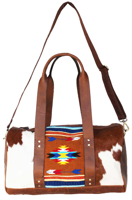 Western Cowhide Leather Woven Travel Weekender Carry-On Duffle Bag 18SKD Hairon