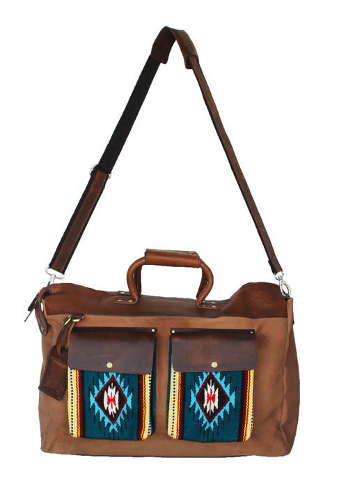 Western Canvas Leather Woven Carry-On Travel Weekender Duffle Gym Bag 18SKD Canvas