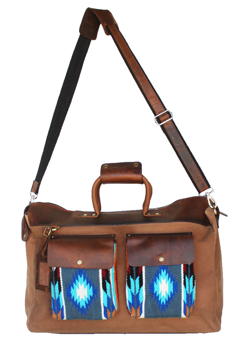 Western Canvas Leather Woven Carry-On Travel Weekender Duffle Gym Bag 18SKD Canvas