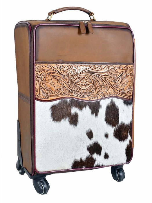 Handcrafted Leather Carry-On Travel Suitcase Wheels Aircraft 18SKL